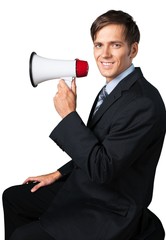 Portrait of a Businessman with Megaphone