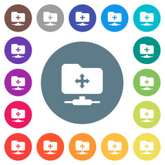 FTP move flat white icons on round color backgrounds