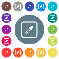 Get object color flat white icons on round color backgrounds