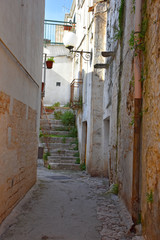 Italy, Cassano delle Murge, medieval historical center, view and details. Alleys and typical architectures.