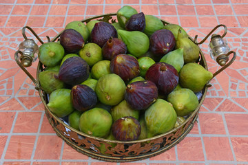 Italy, Typical fruit of the summer season, assorted figs.