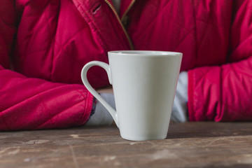 a cup of coffee on the nature in the mountains