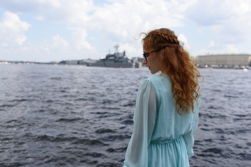 redhair girl with bouquet