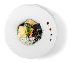 Black Ravioli with Salmon