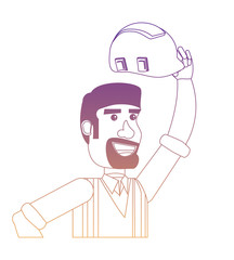 cartoon construction worker with safety vest and helmet over white background, vector illustration