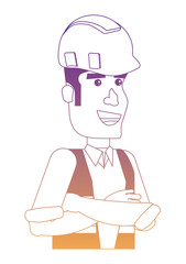 construction man with safety helmet and vest over white background, vector illustration