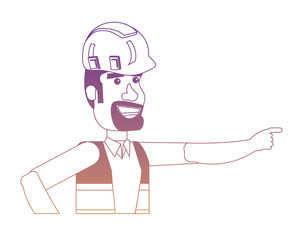 Fototapeta premium cartoon construction worker with safety vest and helmet over white background, vector illustration