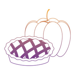 pumpkin and apple pie over white background, vector illustration
