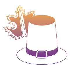 pilgrim hat and dry leaf over white background, vector illustration
