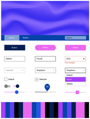 Light Pink, Blue vector web ui kit with lamp shapes.