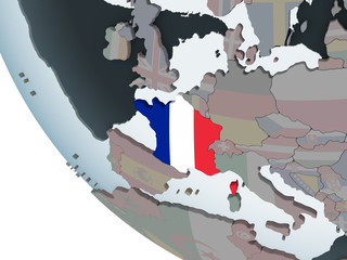 France with flag on globe