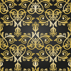 Orient Seamless Vector Black and Golden Background