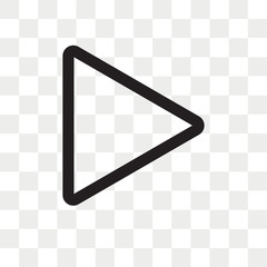Right arrow play button vector icon isolated on transparent background, Right arrow play button logo design