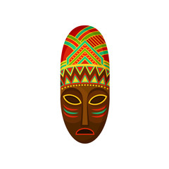 African ethnic tribal mask, authentic symbol of Africa with ethnic ornament vector Illustration on a white background