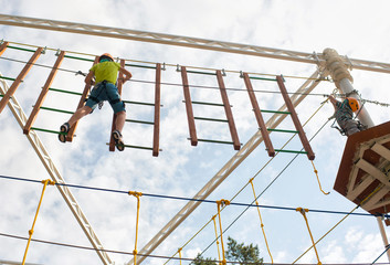 A child in a rope Park