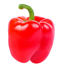 Fresh sweet  red pepper bell isolated on white background with clipping path