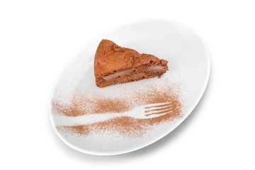 Single slice of apple pie isolated on white background