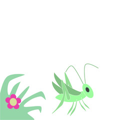 Grasshopper sitting in grass cartoon