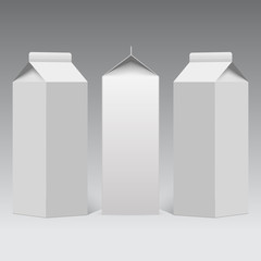 Milk or juice carton packaging package box white blank isolated. Vector
