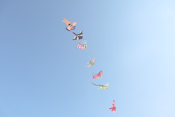 kite, sky, flying, fly, blue, airplane, helicopter, air, flying, travel, red