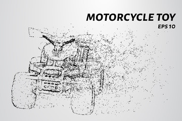 Children's Quad bike made of particles. Children's motorcycle consists of circles and dots.