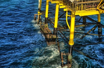 Oil Rig Legs in the Sea