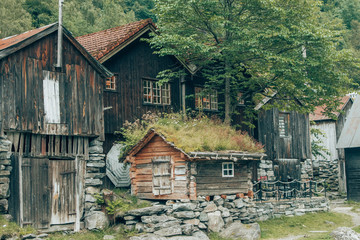 traditional houses in geiranger, norway