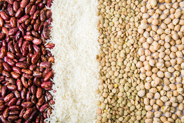 beans garbanzo beans rice and lentils