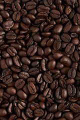 Texture roasted coffee beans, can be used as a background. Brown coffee beans, close-up of coffee beans for background and texture