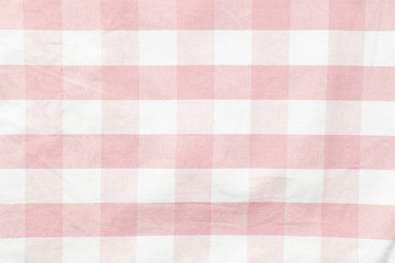 Tablecloth checkered red and white texture background, Napkin in red and white cage