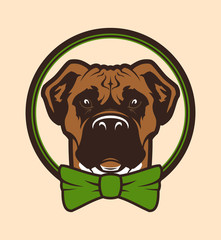 Dog head  mascot character in bow tie