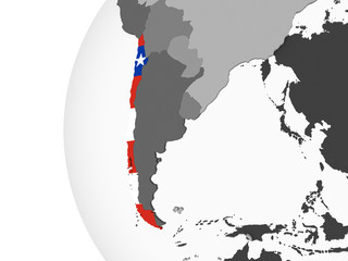 Chile with flag on globe