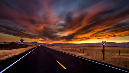Sunset on Highway 95