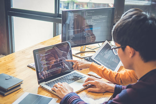 Programmer working in a software development and coding technologies. Website design.Technology concept.