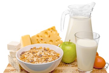 Dairy Products with Eggs, Cereals and Apple