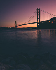 Sunset behind the Golden Gate Bridge