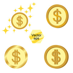 Set of gold coins. Jackpot or success concept. Modern background. Vector elements isolated on a transparent background.