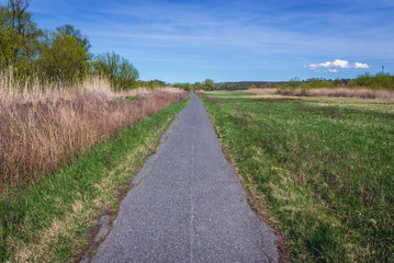 Fototapeta na wymiar Bicycle path in Slovakia, near Devinska Nova Ves over Morava River