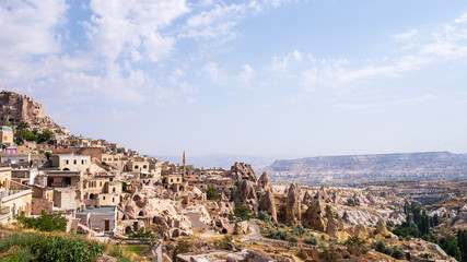 Fototapeta na wymiar The ancient Ortahisar Castle in Cappadocia, in central Turkey is a major landmark