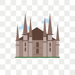 Milan cathedral vector icon isolated on transparent background, Milan cathedral logo design