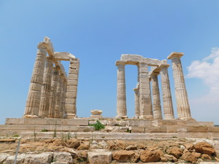 Ruins of the temple of Poseidon or Neptune, at cape Sounion, Attica, Greece