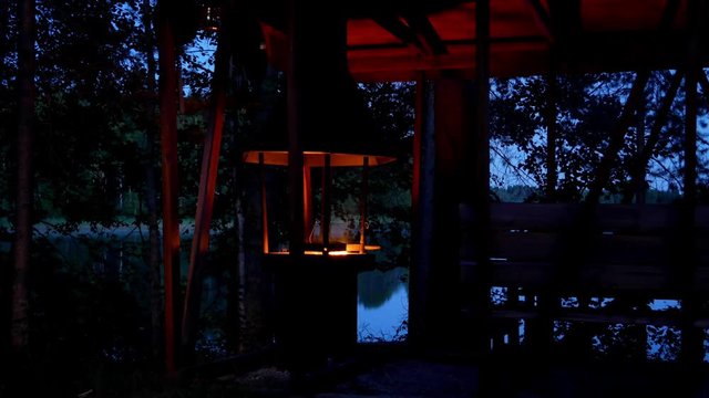 Time lapse of a fire pit burning at night time