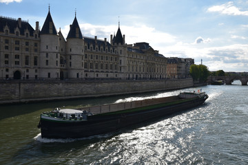 Fototapeta premium Péniche sur la Seine à Paris, France
