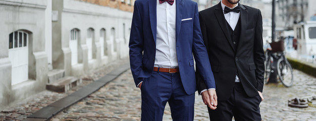 Gay couple holding hands