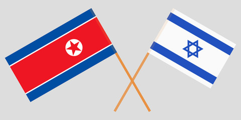 Crossed flags  Israel and North Korea. Official colors. Correct proportion. Vector