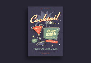 Cocktail Lounge Happy Hour Flyer Layout
