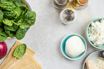 Ingredients for Vegetarian Spinach and Ricotta Lasagna