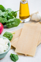 Ingredients for Vegetarian Spinach and Ricotta Lasagna