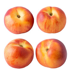 Collection of whole peach fruits isolated on white background