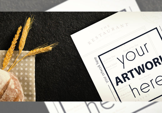 Menu Mockup by Loaf of Bread